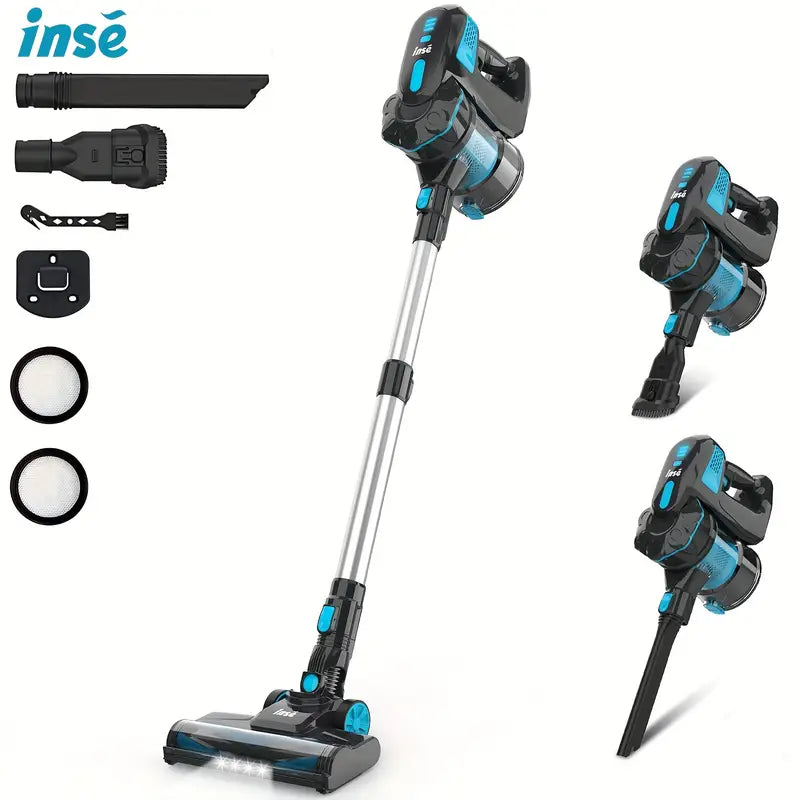 INSE Cordless Vacuum Cleaner - 6-in-1 Rechargeable Stick Vacuum, 45min Runtime, Lightweight 2200mAh Battery Vacuum, Ultra-Quiet, Multifunctional Vacuum Cleaner for Home Pet Hair Hard Floor Car