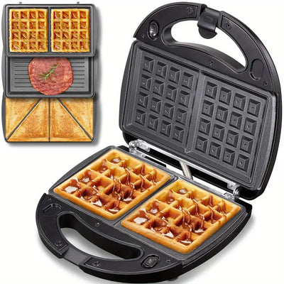 Yabano Sandwich Maker - 3 in 1 Waffle Maker, Toaster And Electric Panini Press Grill With Non-Stick Coating Plate, Easy To Clean, Heating Up Fast, Kitchen Gadgets Gifts For Mom Or Dad